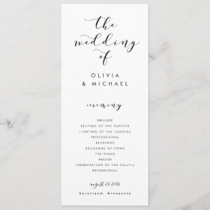 Programmes de mariage à calligraphie en spirales a