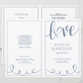 Programmes de mariage à cœur avec script d'amour D (Devant / Derrière)