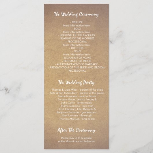 programmes de mariage à la couronne fleurie (Dos)