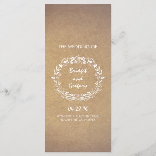 programmes de mariage à la couronne fleurie (Devant)