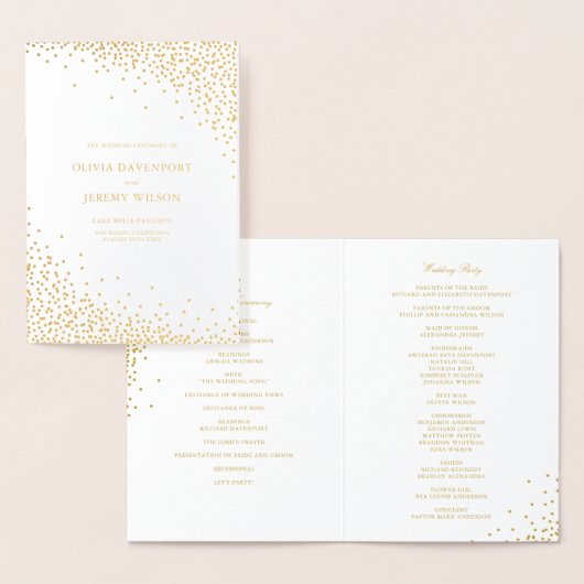 Programmes de mariage à points de confettis en feu (Affichage)