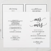 Programmes de mariage à typographie élégante en no (Devant / Derrière)