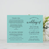 Programmes de mariage aqua à l'écriture noire mode (Debout devant)