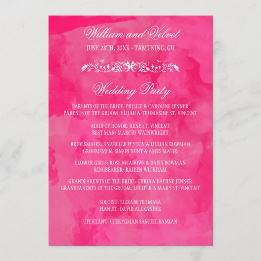 Programmes de mariage aquarelle (Devant)