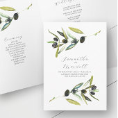 Programmes de mariage Aquarelle Olive plié