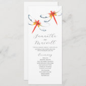 Programmes de mariage Aquarelle rouge libellule (Devant / Derrière)