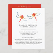 Programmes de mariage Aquarelle rouge libellule (Devant / Derrière)