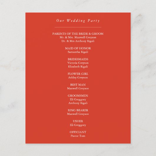 Programmes de mariage Aquarelle rouge libellule (Dos)