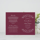Programmes de mariage argentés vintage bordeaux (Debout devant)