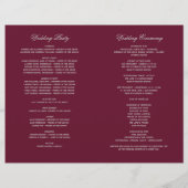 Programmes de mariage argentés vintage bordeaux (Dos)