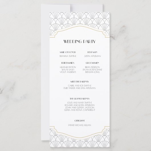 Programmes de mariage Art Déco Frame (Dos)