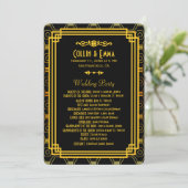 Programmes de mariage Art Déco Noir et Or (Debout devant)