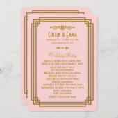 Programmes de mariage Art déco rose simple (Devant / Derrière)