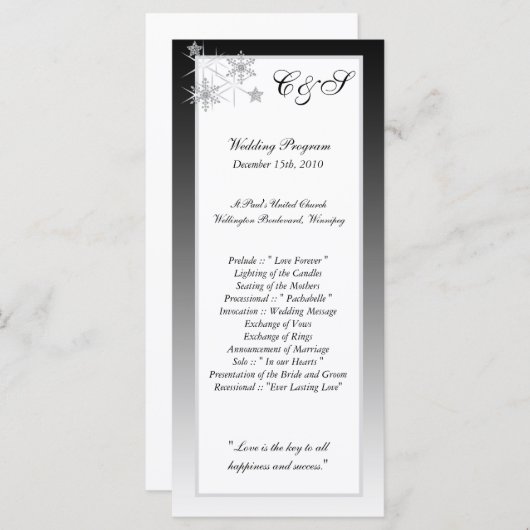 Programmes de mariage au diamant d'hiver (Devant / Derrière)