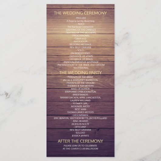 Programmes de mariage Automne Feuille d'érable Cit (Dos)