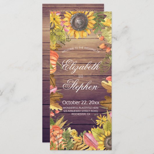 Programmes de mariage Automne Feuille d'érable Cit (Devant / Derrière)