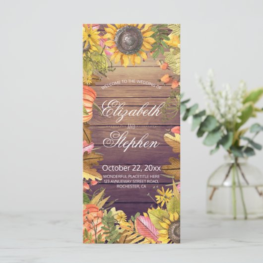 Programmes de mariage Automne Feuille d'érable Cit (Debout devant)