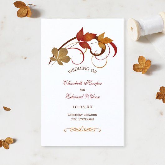 Programmes de mariage avec feuilles qui tombent ru