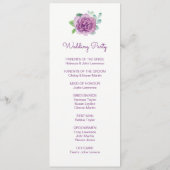 Programmes de mariage avec Rose d'aquarelle violet (Dos)