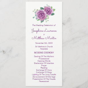 Programmes de mariage avec Rose d'aquarelle violet