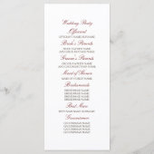 Programmes de mariage blanc et bourguignon rouge f (Dos)