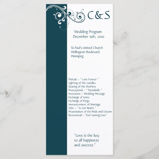 Programmes de mariage blanc/marine de Filigree (Devant)