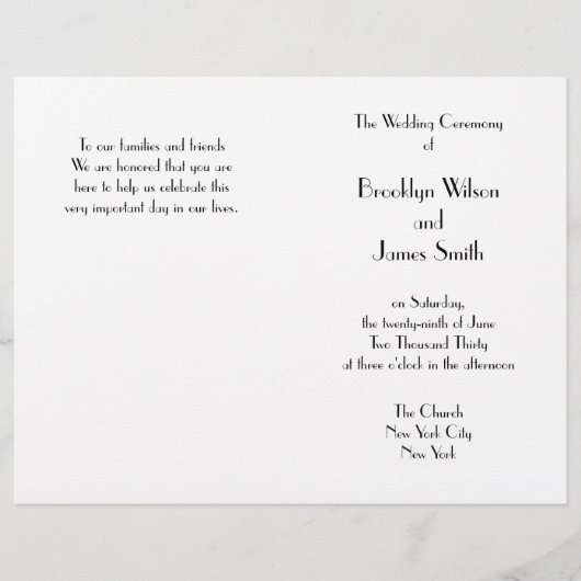 Programmes de mariage blanc minimal déco (Devant)