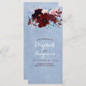 Programmes de mariage bleu Bourgogne et Dusty (Devant / Derrière)