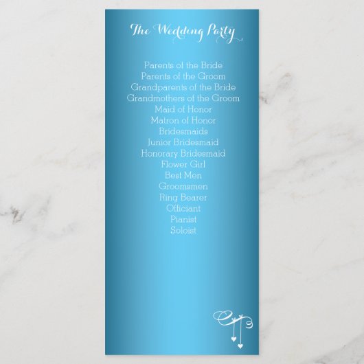 Programmes de mariage bleu clair Cartes en rack Co (Dos)