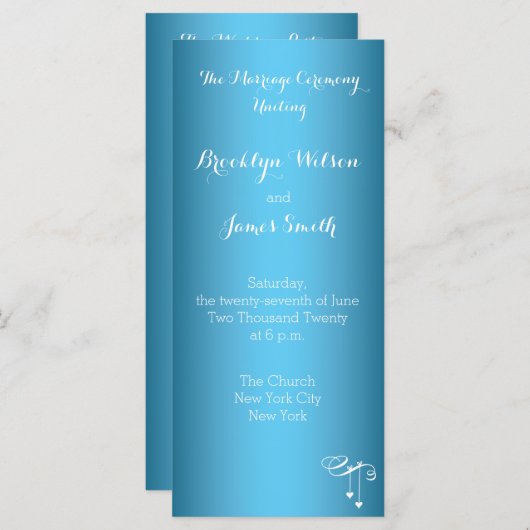 Programmes de mariage bleu clair Cartes en rack Co (Devant / Derrière)