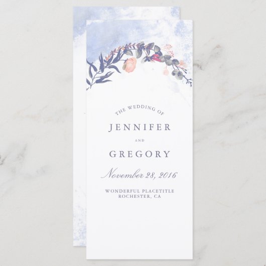 Programmes de mariage bleu et blanc (Devant / Derrière)