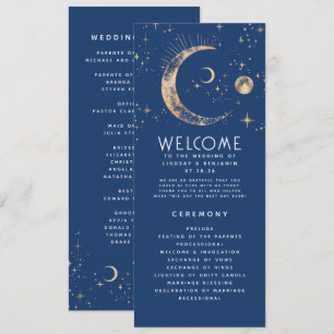 Programmes de mariage bleu et or de la marine céle