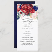 Programmes de mariage bleu marine et bordeaux roug (Devant / Derrière)