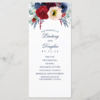 Programmes de mariage bleu marine et bordeaux roug