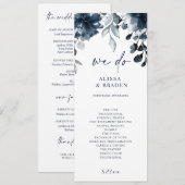 Programmes de mariage bleu marine Floral Greenery (Devant / Derrière)