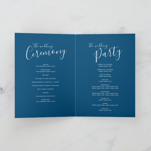 Programmes de mariage bleu simple (Intérieur)