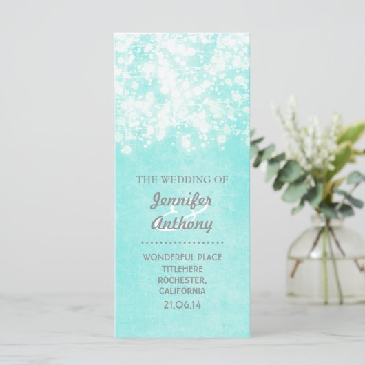 Programmes de mariage bleu vintage (Debout devant)