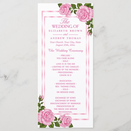 Programmes de mariage Bouquets d'angle rose joli (Devant)