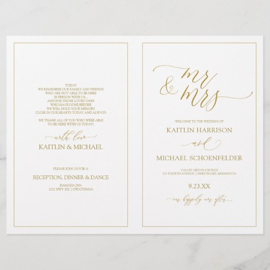 Programmes de mariage Calligraphie mince élégante (Devant)