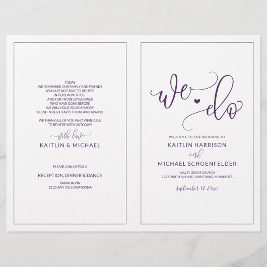 Programmes de mariage Calligraphie Moderne Rebond  (Devant)