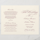Programmes de mariage calligraphiés ivoire et mauv (Devant)