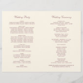 Programmes de mariage calligraphiés ivoire et mauv (Dos)