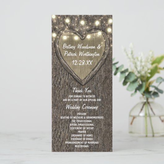 Programmes de Mariage campagnard de chêne sculpté  (Debout devant)