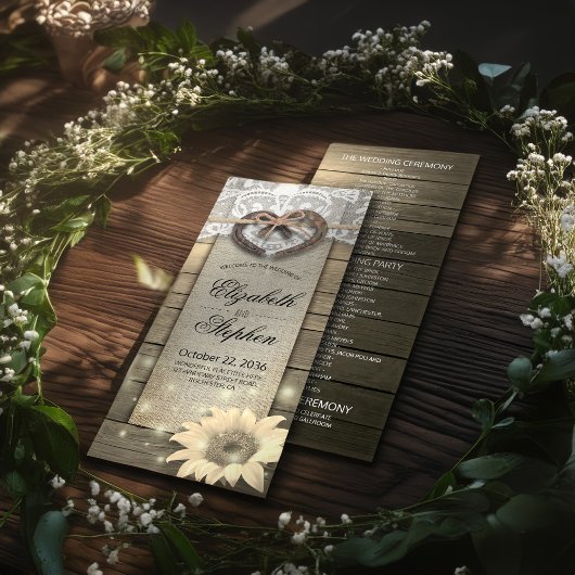 Programmes de Mariage campagnard de tournesol en b