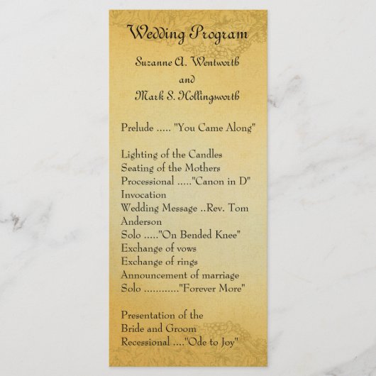 Programmes de Mariage campagnard du vin (Devant)