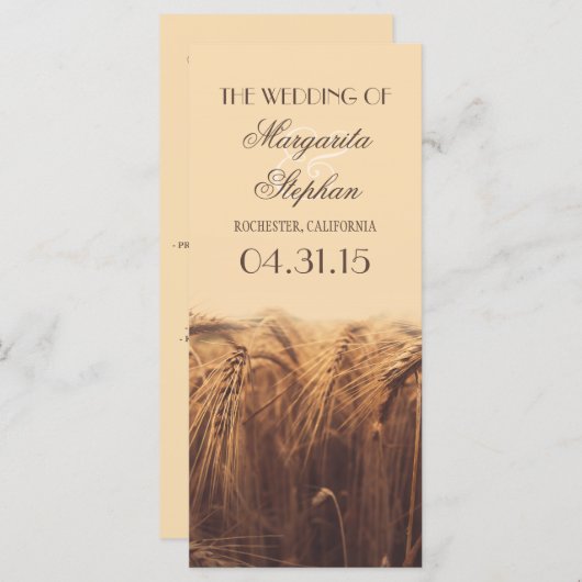 programmes de mariage campagnard rustique (Devant / Derrière)