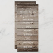 Programmes de Mariage campagnard rustique en bois (Devant / Derrière)