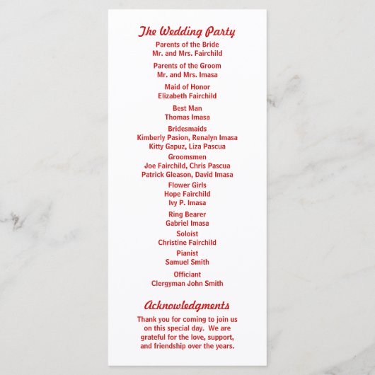 Programmes de mariage Chevron (Dos)