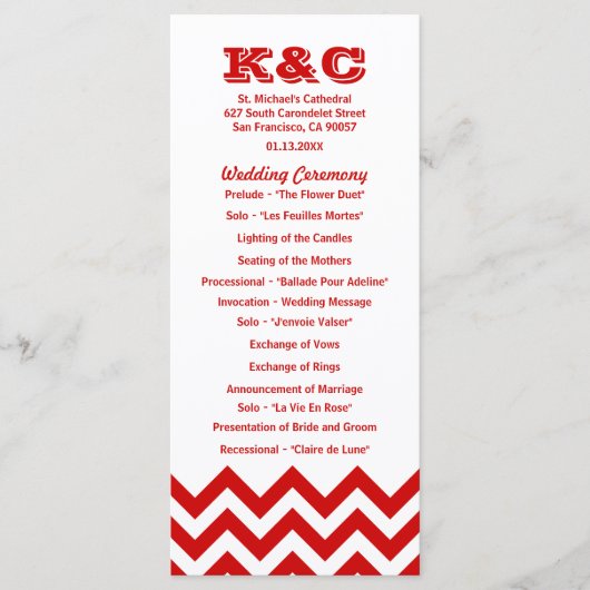 Programmes de mariage Chevron (Devant)