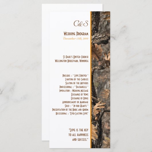 Programmes de mariage chic Camo Chic Hunter (Devant / Derrière)